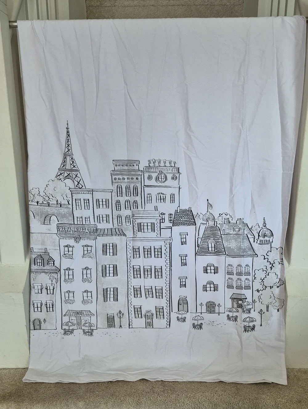 Eifell Tower Paris Cityscape Linen Shower Curtain